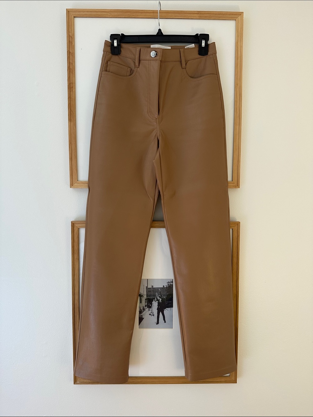 Wilfred Tan Faux Leather High-Rise Pants